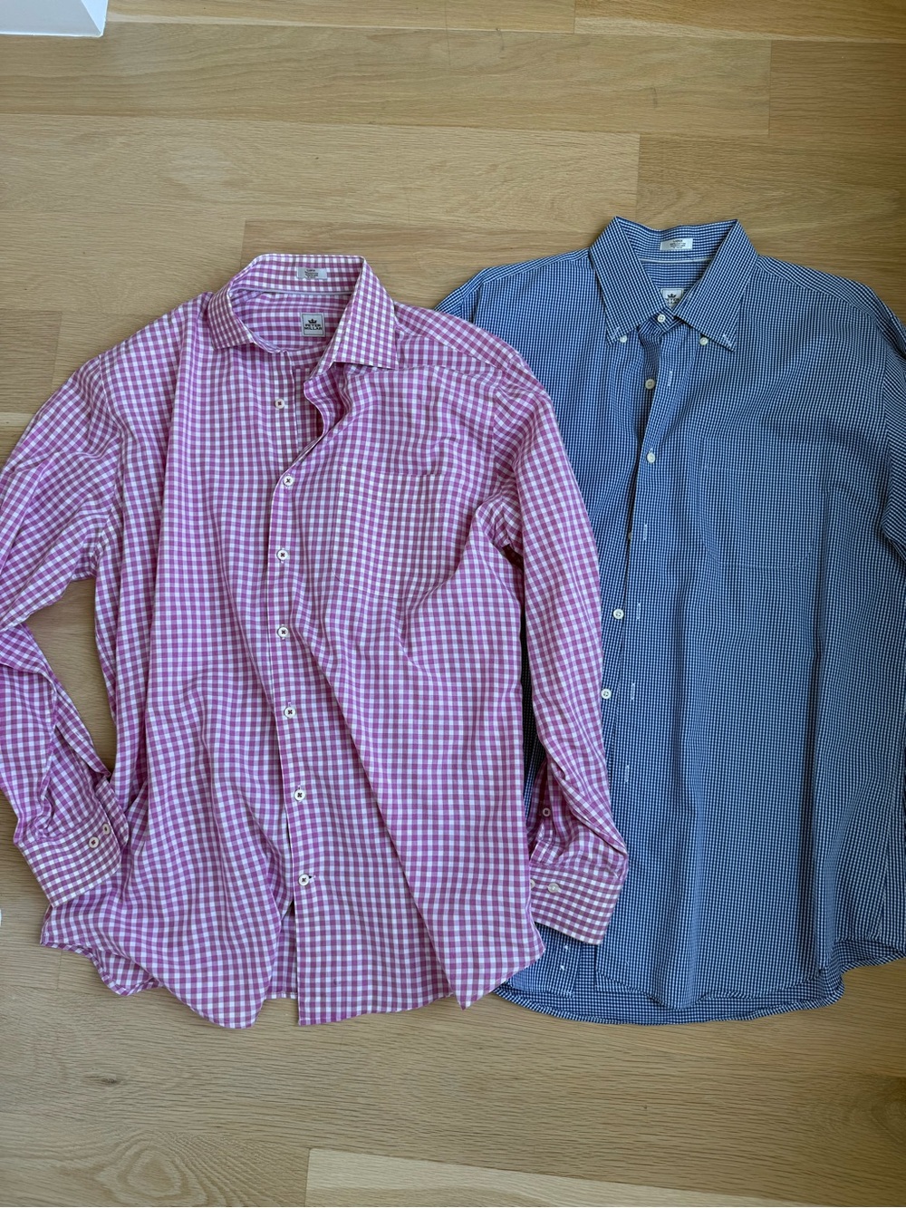LOT Peter Millar Gingham Button-Down Shirt Duo in Pink and Blue